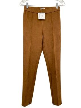 Willow Boutique TCEC Faux Suede Side Zip Pants Camel Size Small New